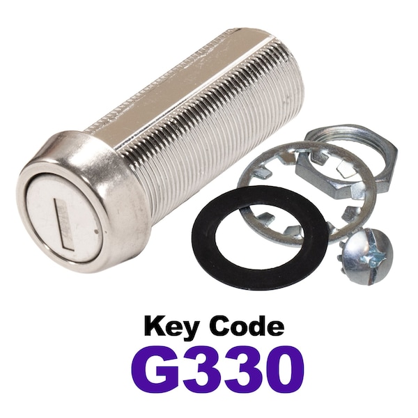 Global RV SS Compartment Lock, Cam/Blade Style, 1-3/4in Threaded Barrel, Blades not Included, Keyed to G330 CLB-330-134-SS - main